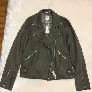 ⚡️SALE 💚Sage faux suede moto jacket